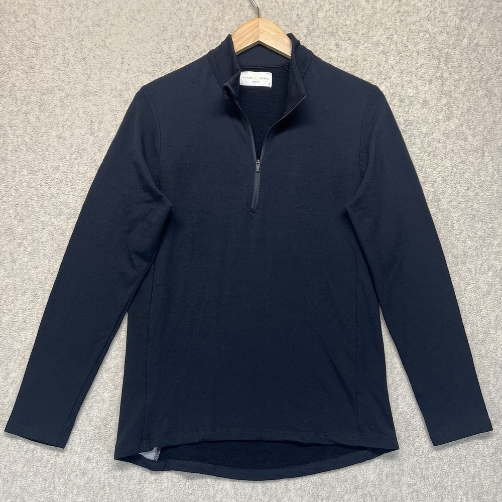 Olivers Merino Wool Quarter Zip Pullover Mens Small Black‎ Athletic Sweater USA